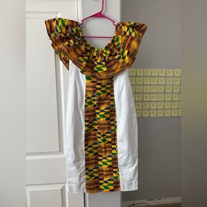 Kente Off-Shoulder midi dress
